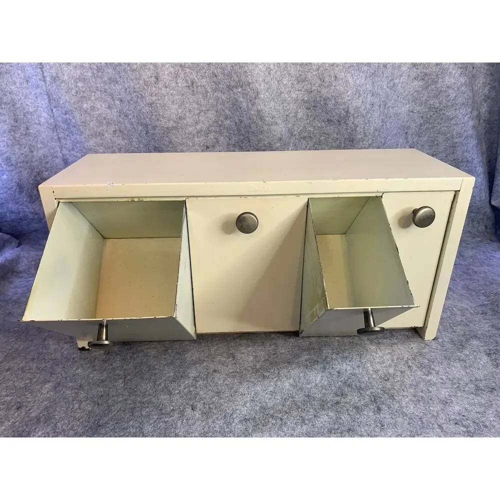 Vintage EMCO Binister Metal 4 Bin Canister, White, Counter or Wall Mount, 1950s
